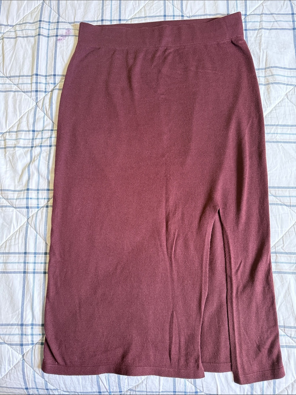 Banana Republic Wine Midi Knit Skirt with Side Slit
